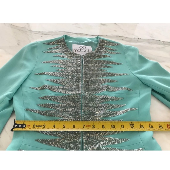 GAI MATTIOLO VINTAGE AQUA SILVER BEADED JACKET 8 - Picture 7 of 13
